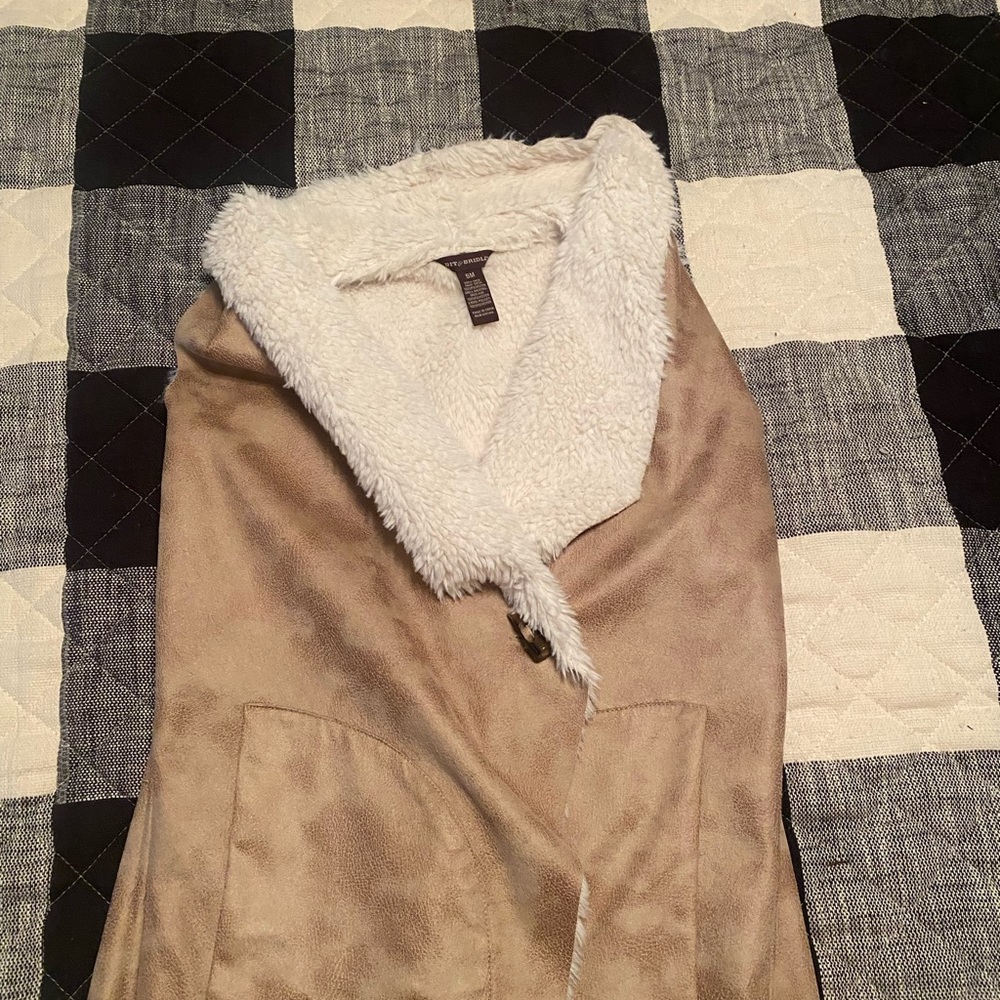 Bit & Bridle  suede and  faux fur lined vest